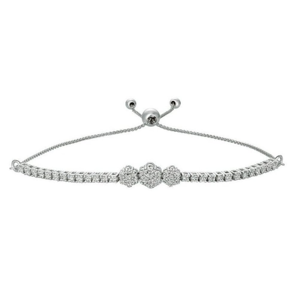 1.00 Carat Diamond Bolo 3 Flower Bracelet